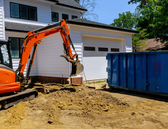 Landscaping involving digging