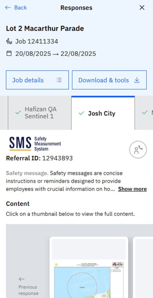 Mobile view responses enhancement